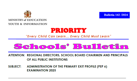 PRIORITY BULLETIN 142 – 2024 – ADMINISTRATION OF THE PRIMARY EXIT PROFILE (PEP 6) EXAMINATION 2025